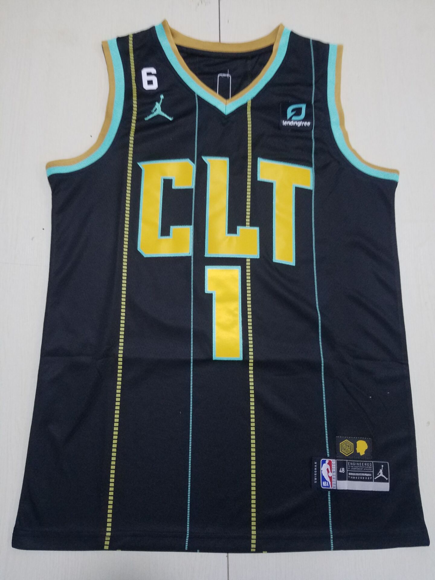 Men Charlotte Hornets 1 LaMelo Ball Jordan Brand Black City Edition 2022 NBA Jersey